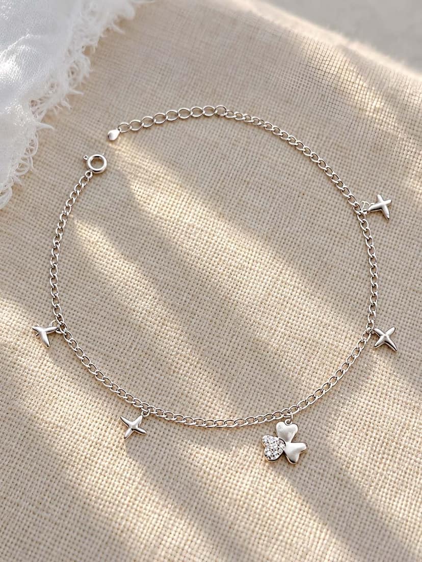 Axora Life 925 Sterling Silver Star Charm Anklet for Women