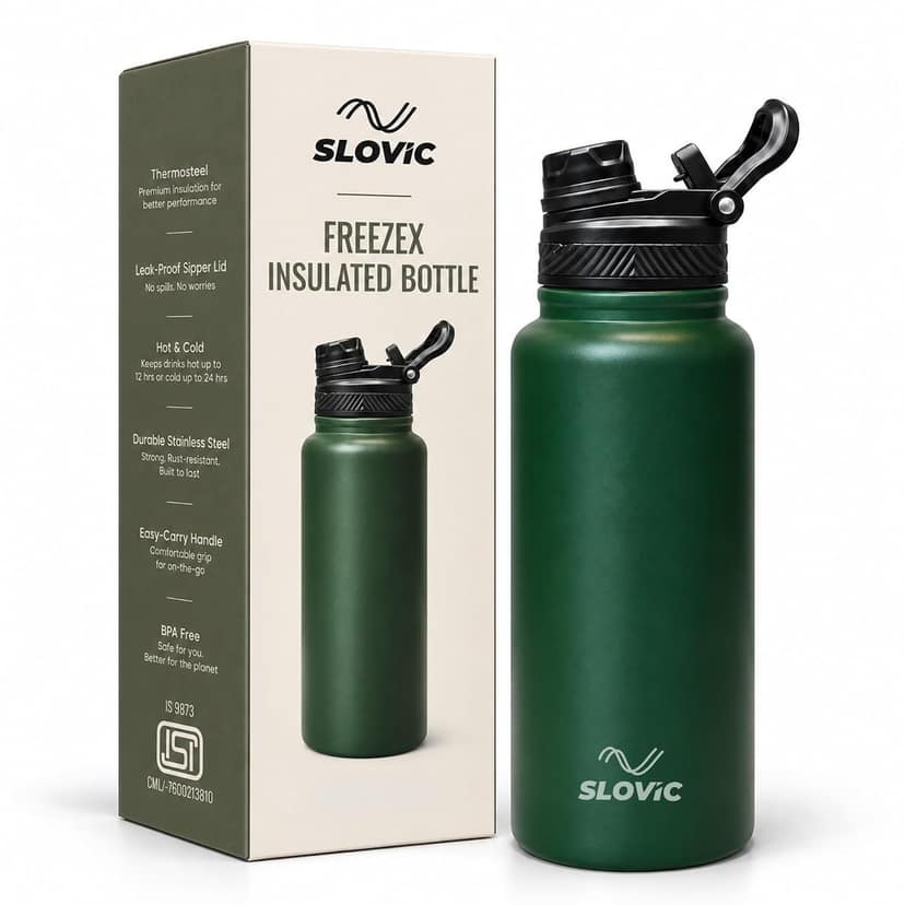 Slovic Insulated FreezeX Bottle Green - 1L