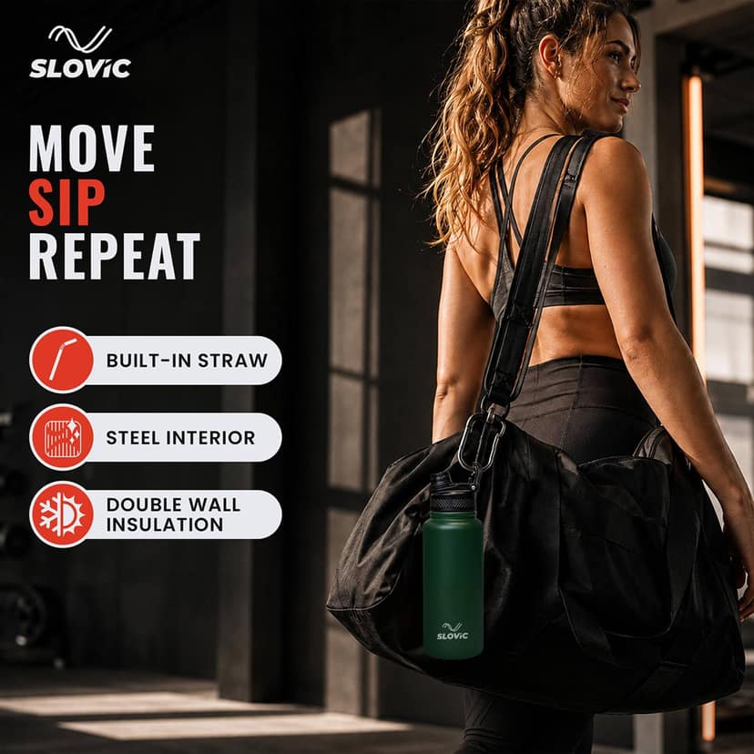 Slovic Insulated FreezeX Bottle Green - 1L view 3