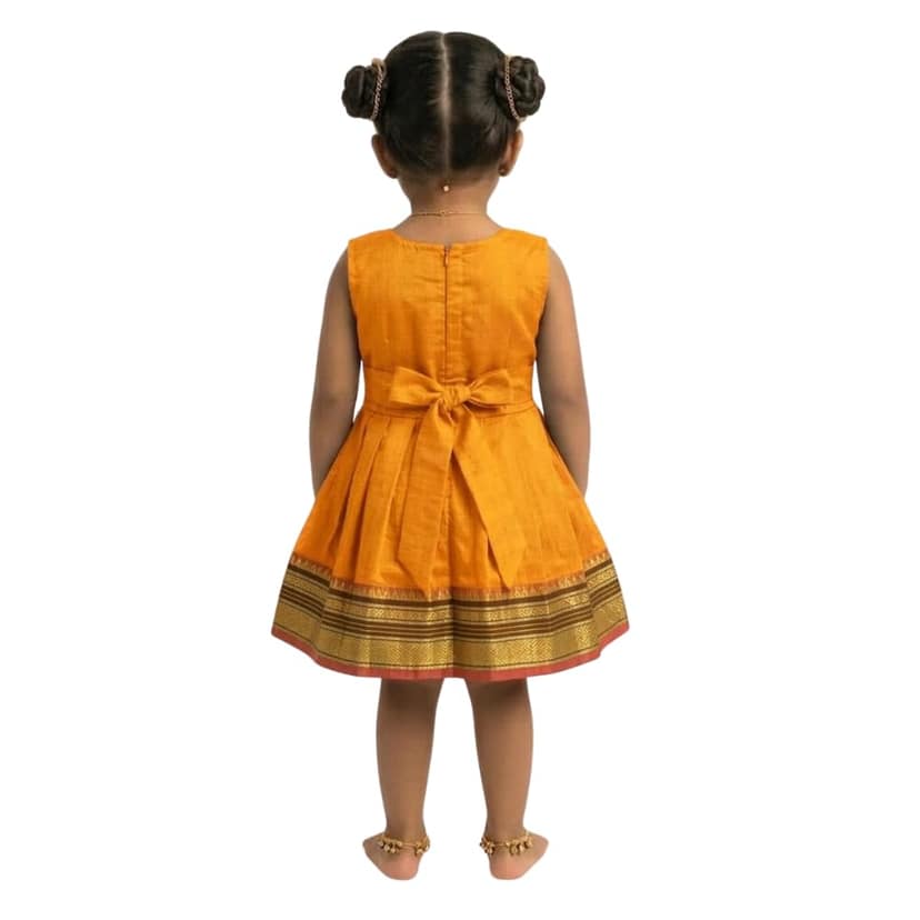 Mom and Me Baby Girls Summer Frock Dress (0–5 Years) | Soft Acrylic Cotton with Pure Cotton Lining | Sleeveless Round Neck | Lightweight & Breathable (in, Age, 2 Years, 3 Years, Regular, Yellow) view 2