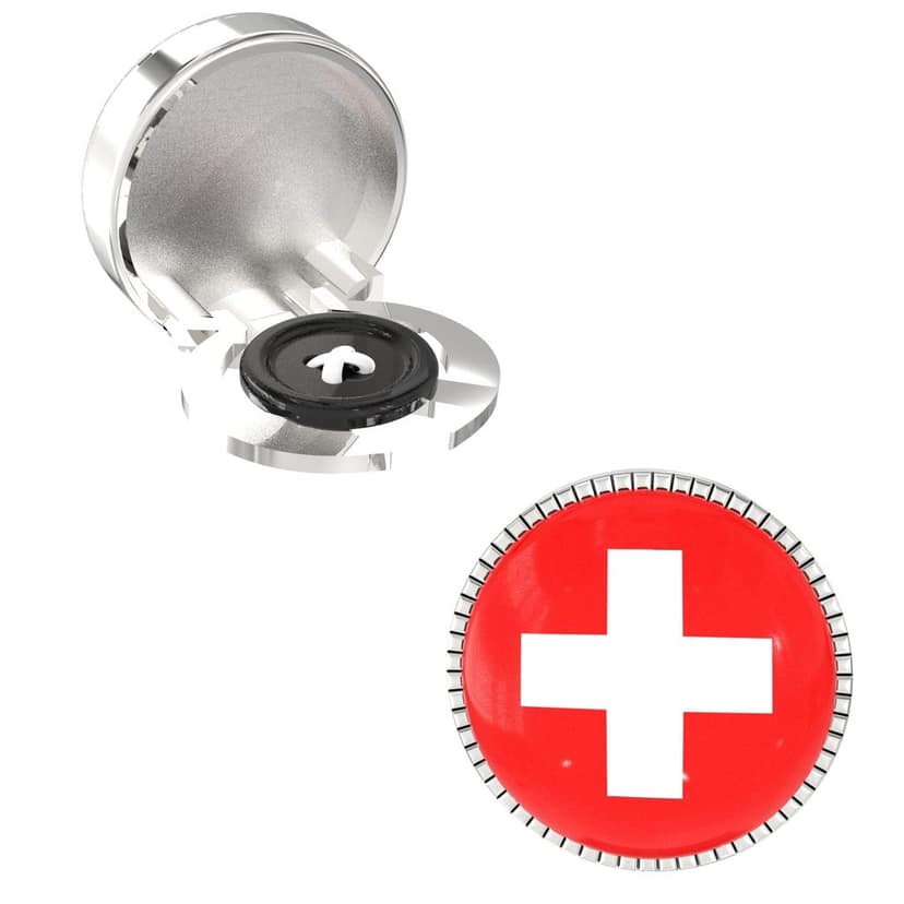 The Smart Buttons - Shirt Button Cover Cufflinks for Men - Switzerland Flag Style