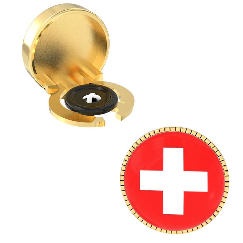 The Smart Buttons - Shirt Button Cover Cufflinks for Men - Switzerland Flag Style view 7
