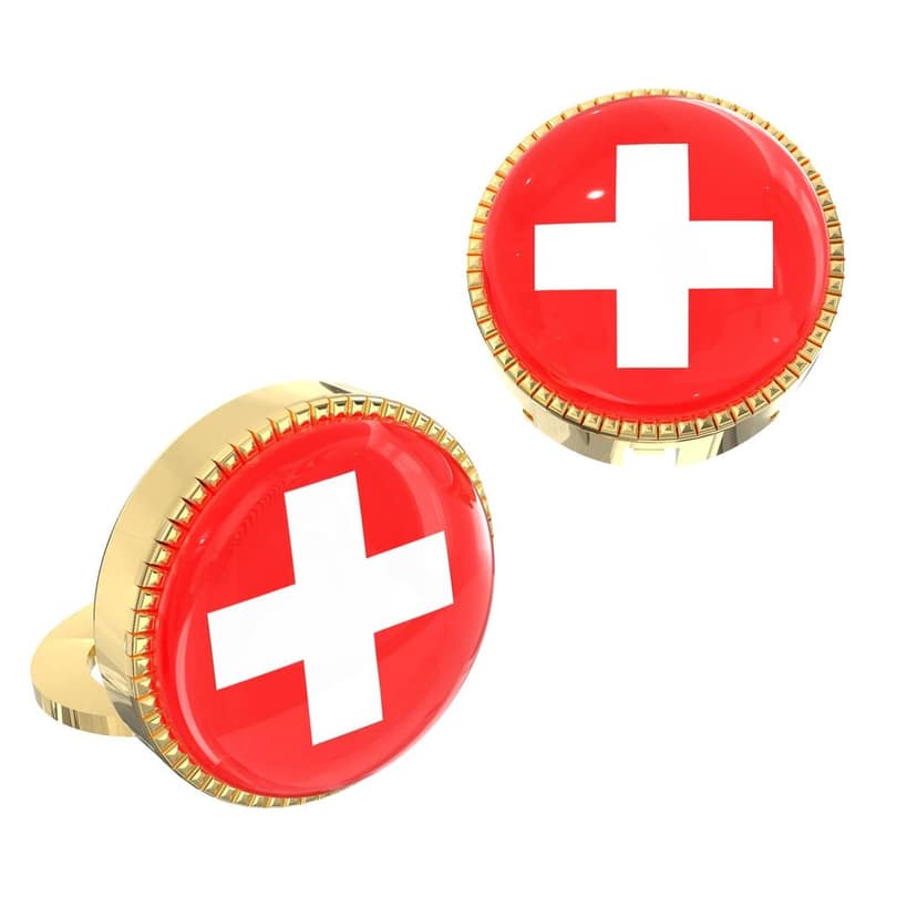 The Smart Buttons - Shirt Button Cover Cufflinks for Men - Switzerland Flag Style view 8