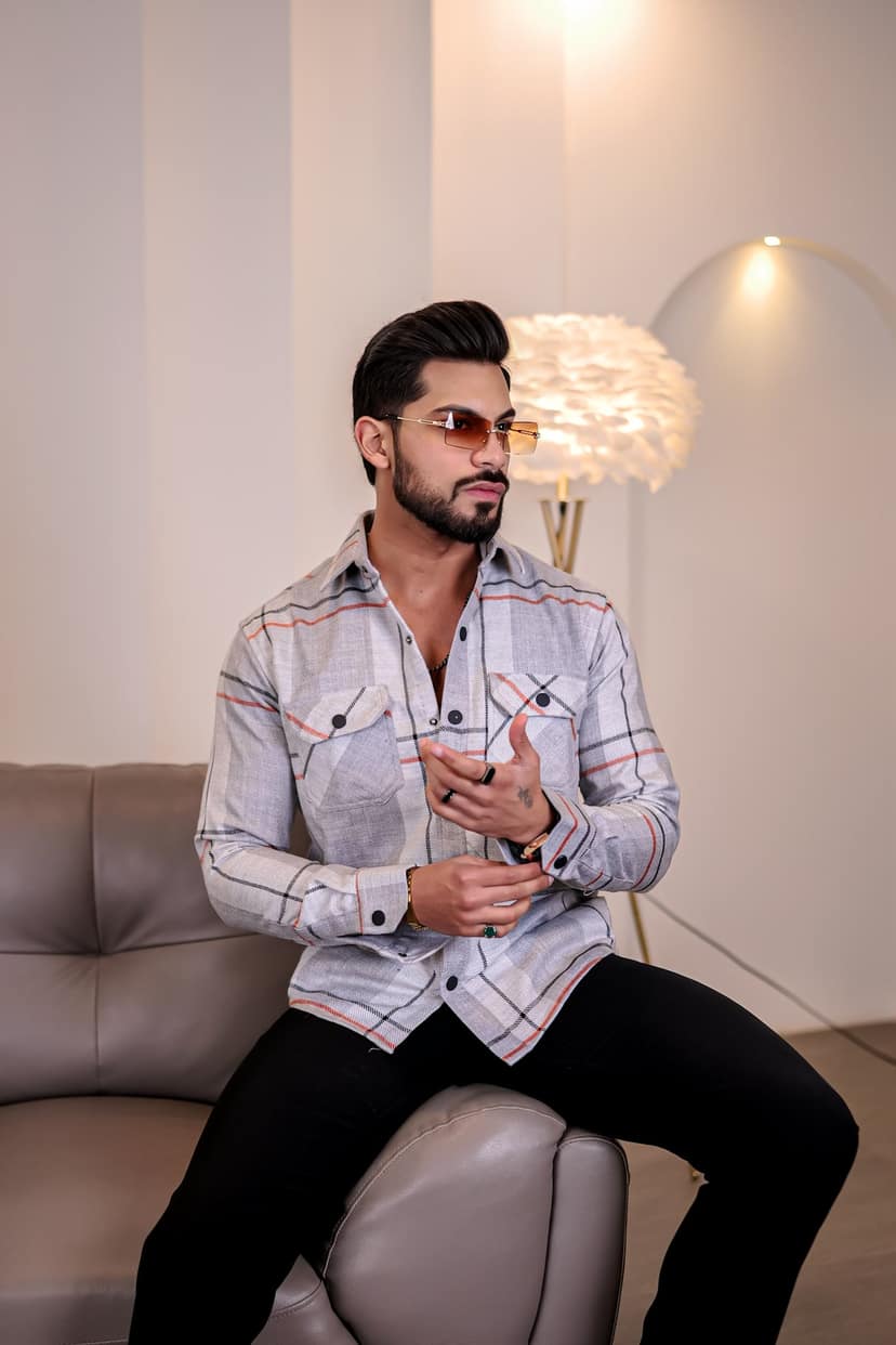 Grey Semi-Winter Checkered Shirt