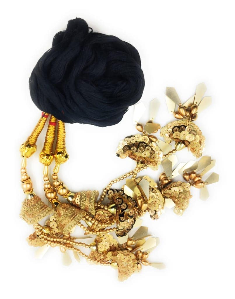 Light weight Heavy design Patiala Shahi Paranda/ Punjabi Parandi For Women Mirror work Golden & Black 1 piece view 3