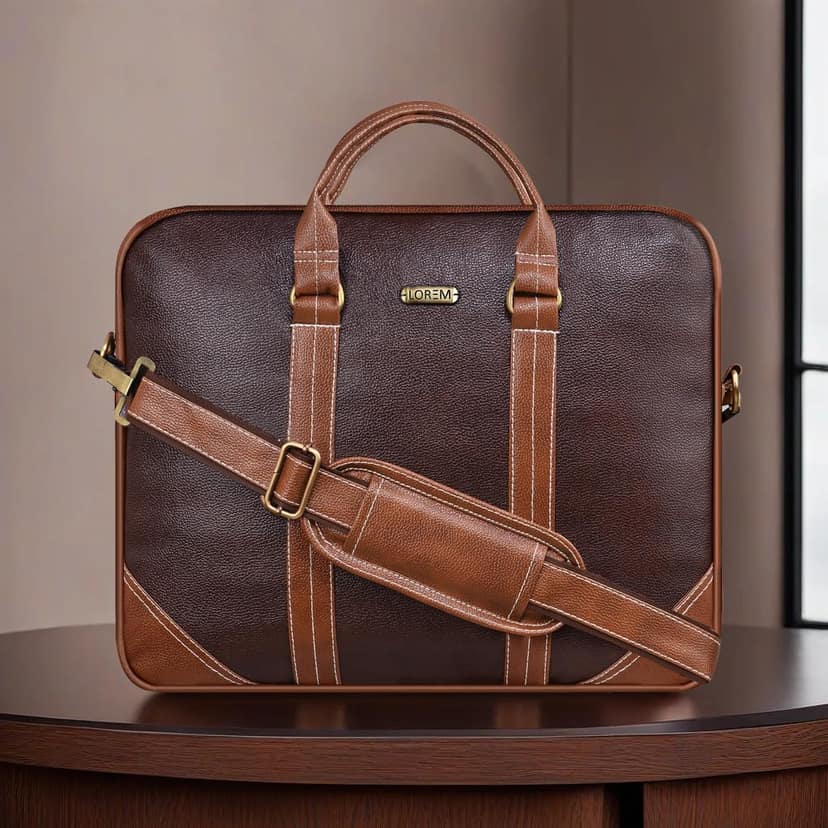 LOREM Brown & Black Color Faux Leather 10L Laptop Messenger Bag For Men & Women BG44 view 2
