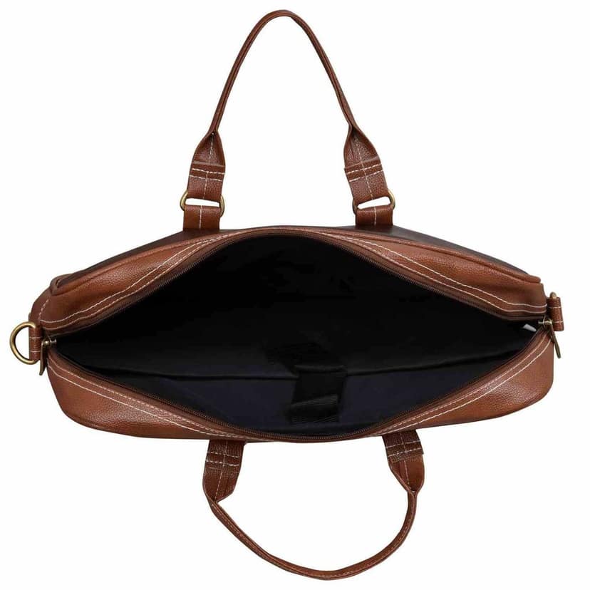 LOREM Brown & Black Color Faux Leather 10L Laptop Messenger Bag For Men & Women BG44 view 6