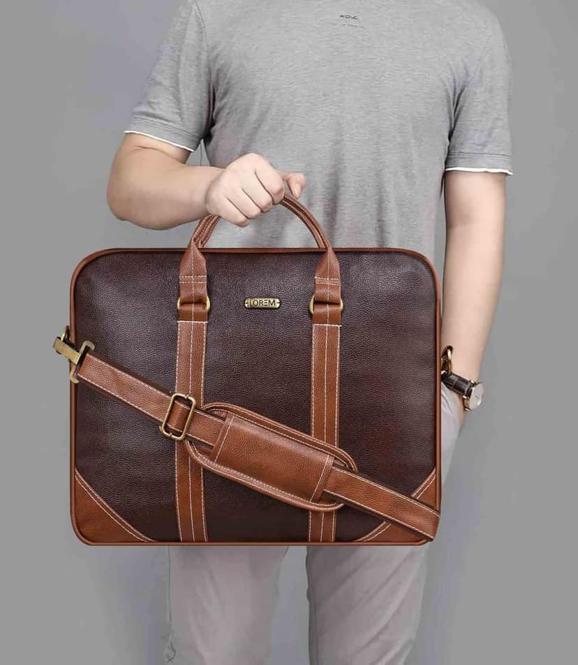 LOREM Brown & Black Color Faux Leather 10L Laptop Messenger Bag For Men & Women BG44 view 7