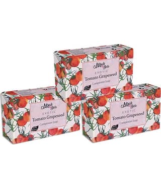 Mirah Belle - Organic Tomato Grapeseed Soap 125gm (Pack of 3) -For Dull, Pigmented & Blemished Skin- Handmade Soap 375gm