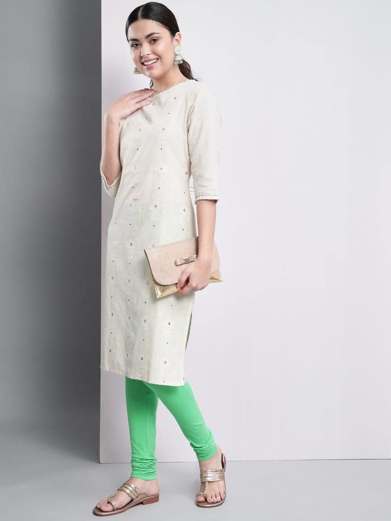 SOFT COLORS Women's Skinny Fit Ethnic Wear Churidar Leggings (Pista) view 3