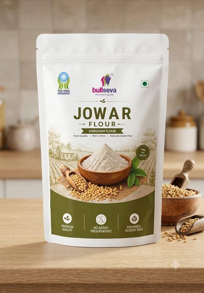 Bullseva Organic Jowar Flour (Sorghum Flour) - 1 KG