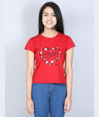 StyleStone Pack of 1 Girls 100% Cotton T-Shirt ( Red )
