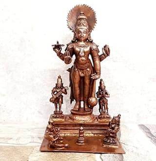 Searchers Paradise - Copper Idols Sathya Narayana Combo Set,7 inches, Copper Handmade 1700 Grams, Patina Antique Finish, Pack of 1 Piece