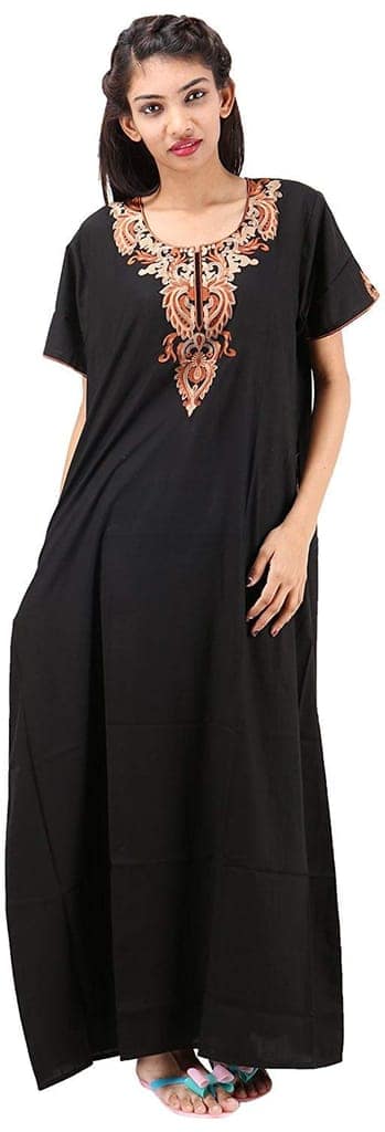 VALENCIA SLEEPWEAR Plain Embroidery Gown Maxi Nightwear Nighty Lizzy Bizzy Soft Fabric view 6
