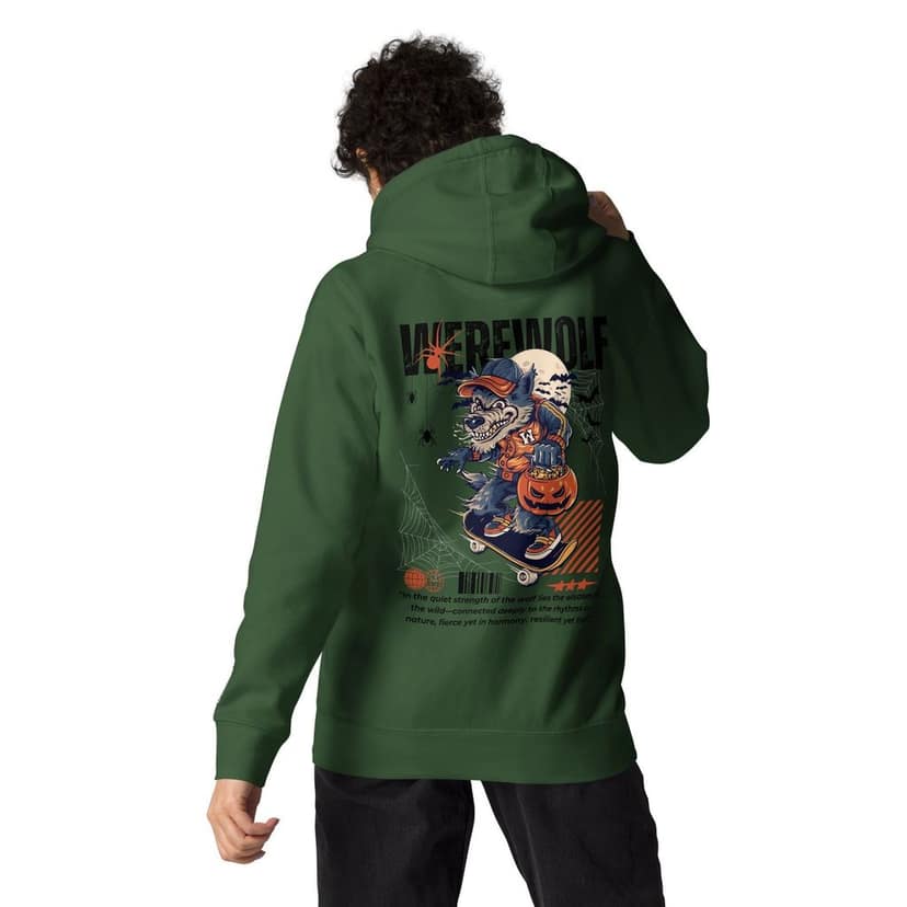 Clothikoo Premium Wolf Printed Edition Hoodie (400 GSM, Bottle Green Colour) view 7