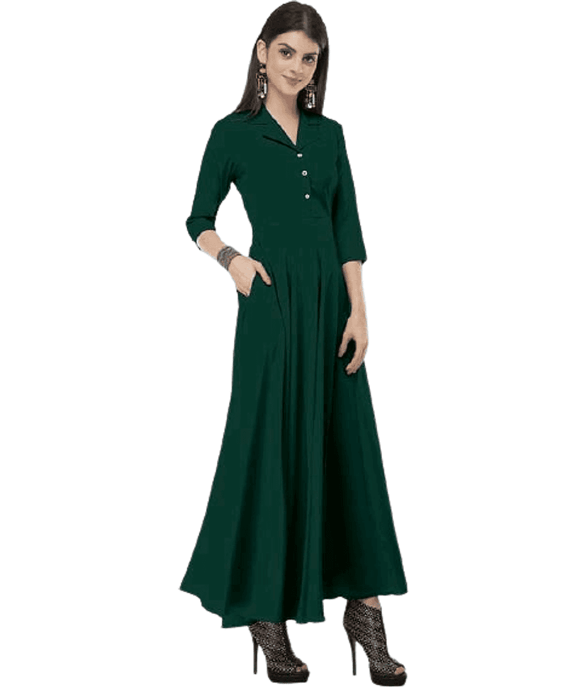 TOGZZ Women Crepe A-line Dress ( Green )