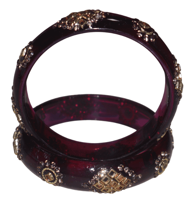 Elegant Dark Hued Embellished Bangles view 3