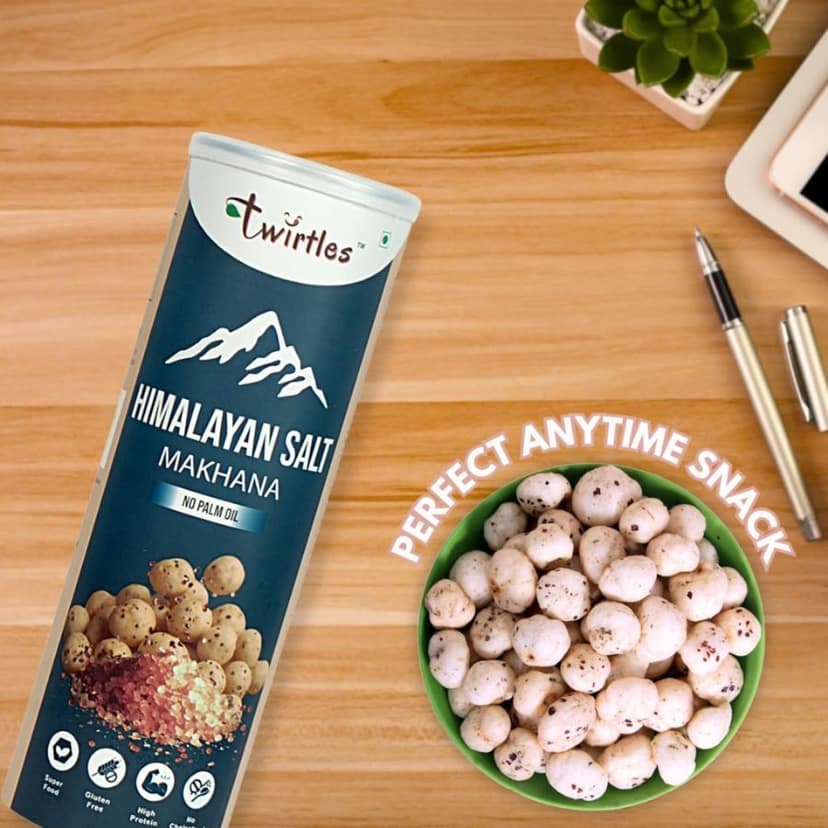 Twirtles Makhana Pack of 2 - Spicy Tandoori & Pure Himalayan Salt (2 x 75g) Combo of 2 - 150 gm - Two cans of flavored Makhana view 4