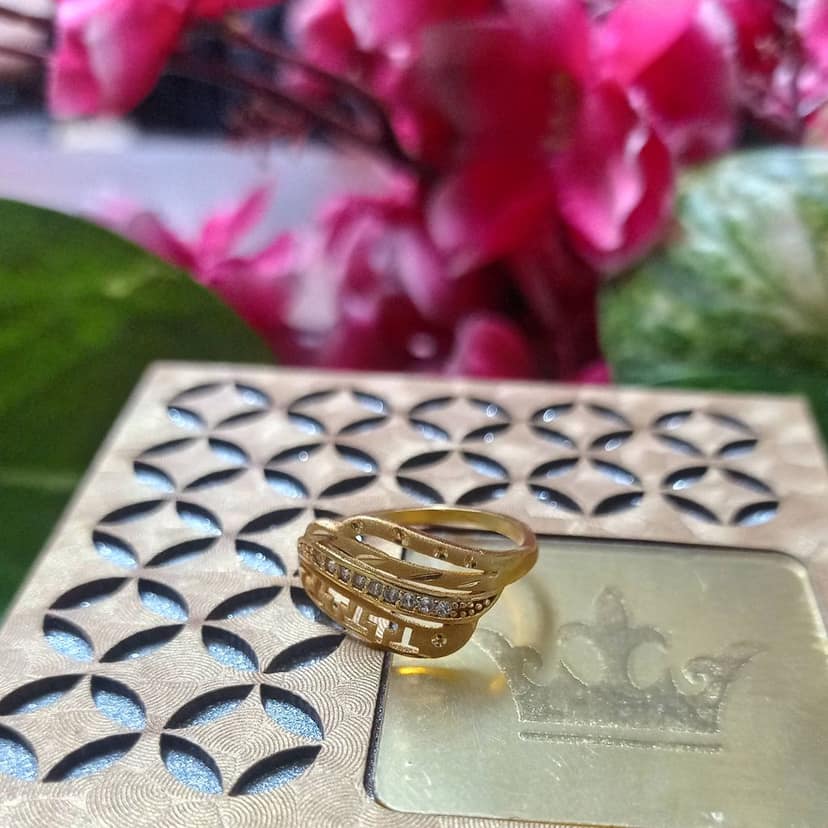 Trendy Gold-Plated Alloy Ring for Women with Elegant Zircon Design – Adjustable & Fashion-Forward view 2