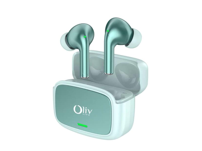 OlivLife VELO True Wireless Earbuds, Bluetooth 6.0 in-Ear Headphones with ENC Mic, 14H Playtime, Deep Bass, Premium Sound, Type-C Fast Charging Case - Green