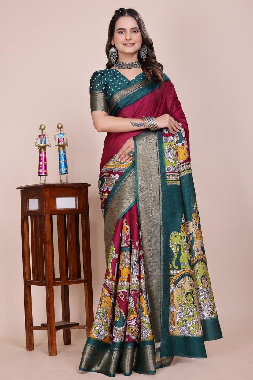 Dola Silk Kalamkari Saree