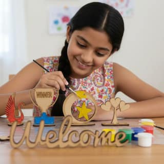 Wood Painting Kit with Pre-Cut Wooden Shapes – DIY Paintable Wooden Cutouts for Creative Art, Craft and Home Decoration