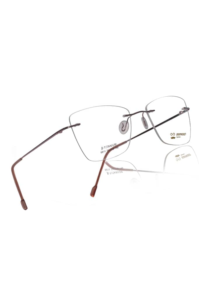 Jodykoes Rimless Cat Eye Spectacle Frame for Men & Women | Frameless Eyeglasses with Lightweight Metal | Adjustable Nose Pads | Office, Professional & Daily Wear