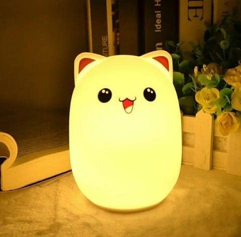 GLOWSERIE Cute Cat Silicone Night Lamp – Soft Glow LED Bedside Light for Kids