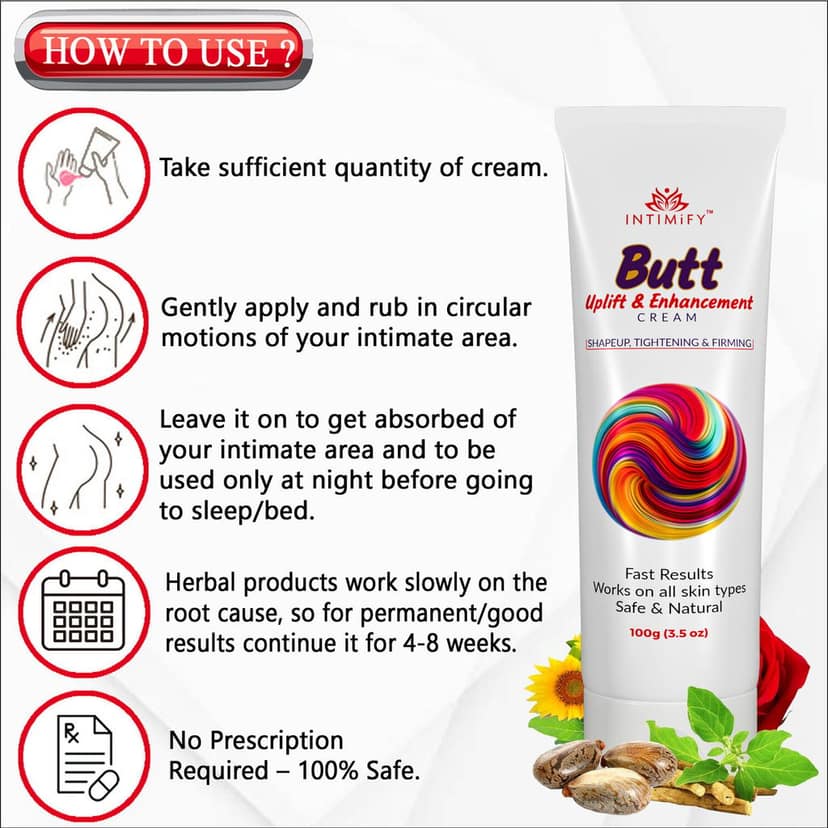 Intimify Butt Uplift Cream, buttock enlargement cream, butt tightening cream, hips growth oil view 7