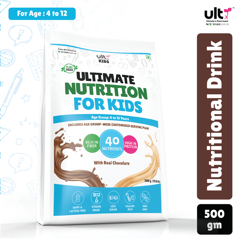 Ultx Kids (4 to 12 Years) Plant-Based Protein - Chocolate Flavour, 200 gm