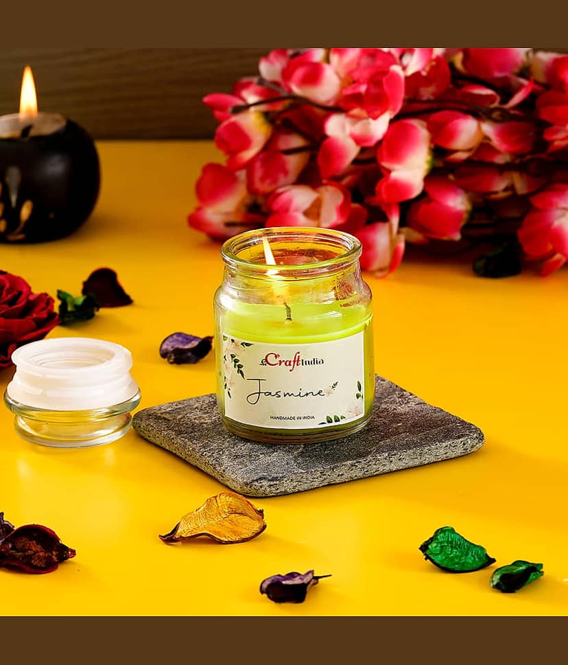 eCraftIndia Jasmine Votive Jar Candle Scented - Pack of 1 view 2