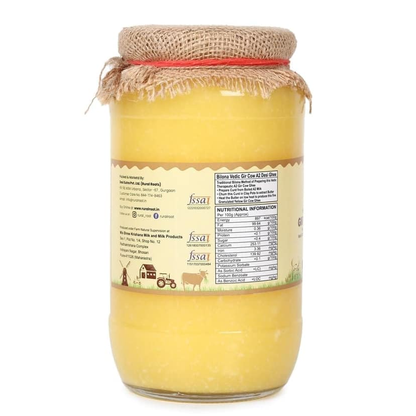 Rural Roots A2 Cow Ghee 1kg | Pure Desi Ghee| Authentic Bilona Method | Healthy & Nutritious for Family view 3