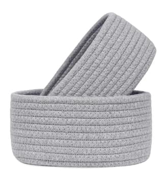 Generic Cotton 8x3 Inch Round 2 Set Bedside Organizer With Out Lid (Gray)-PID66374