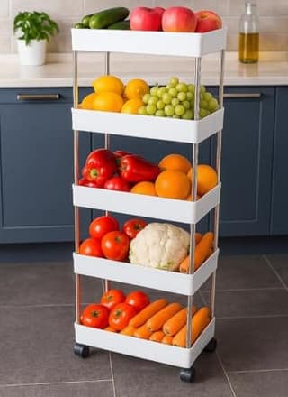 5 Tier Storage Rack, Kitchen Trolley, Storage Cart with Wheels, Rolling Storage Cart, Kitchen Storage Rack,