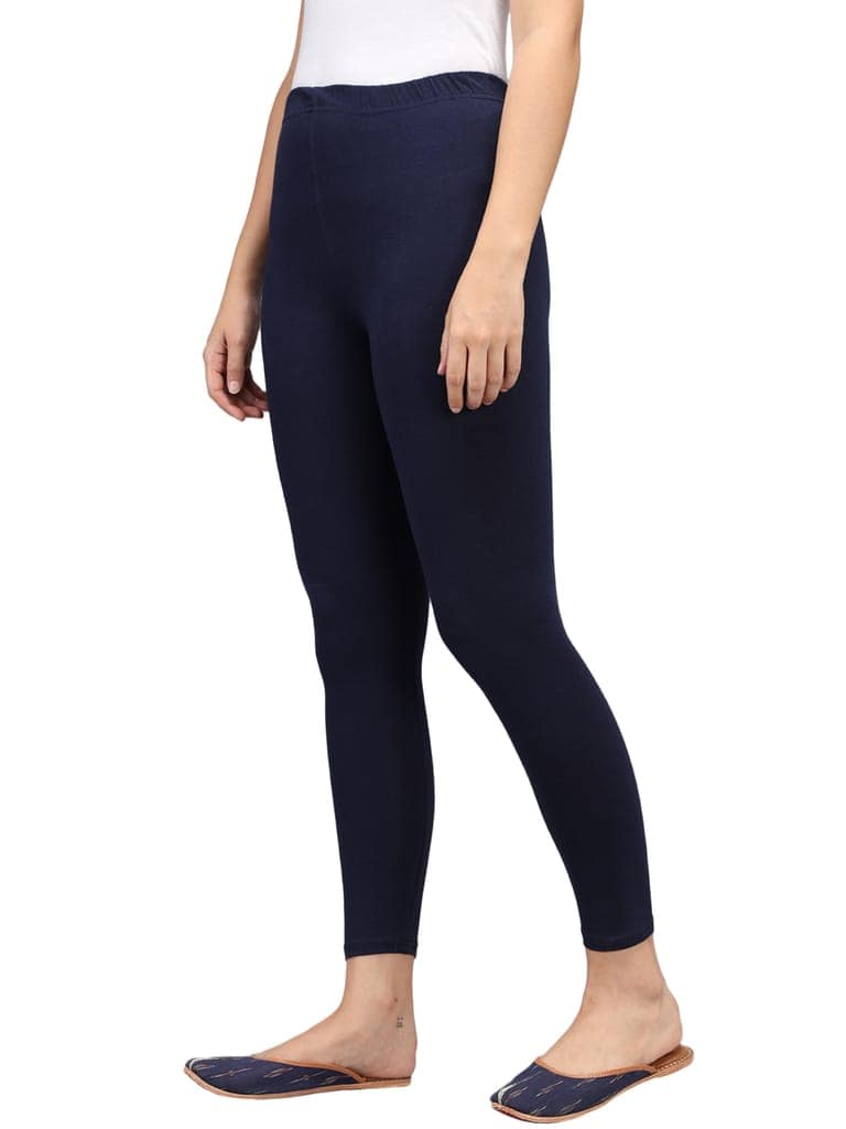 SOFT COLORS Women's Skinny Fit Ethnic Wear Ankle Length Leggings (Navy Blue) view 2