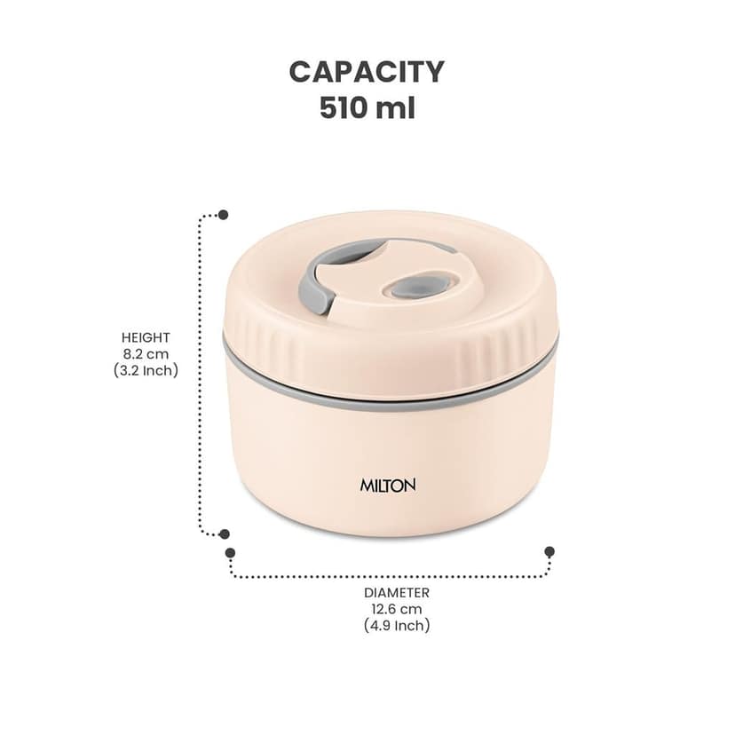 MILTON Snack Box Big I Inner Steel, PU Insulated 510 ml I Leak Proof with Air Vent I Lunch Box for Office Use view 2