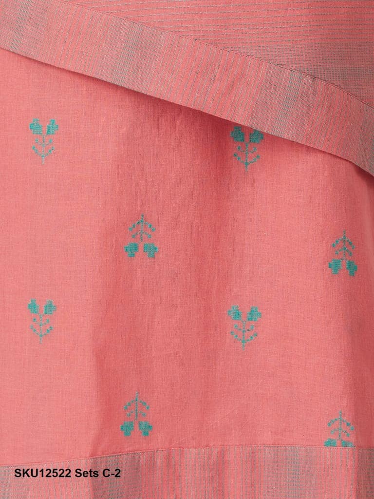 Women's Sleeveless Black & Teal Layered Cotton Kurti with Embroidered Design and Palazzo Set view 4