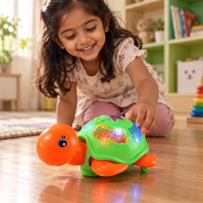 Dancing Tortoise Musical Toy with Colourful Shell Lights for Kids (1 Pc) view 2