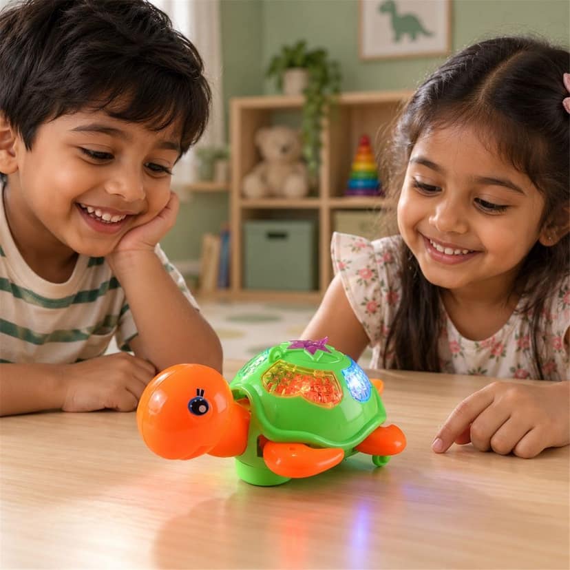 Dancing Tortoise Musical Toy with Colourful Shell Lights for Kids (1 Pc) view 3