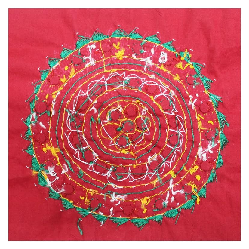 Garvi Gurjari (A Gujarat Govt Enterprise) Cotton Multicolor Hand Embroidered Patch with Mirror Work(GGCMEP66) view 2