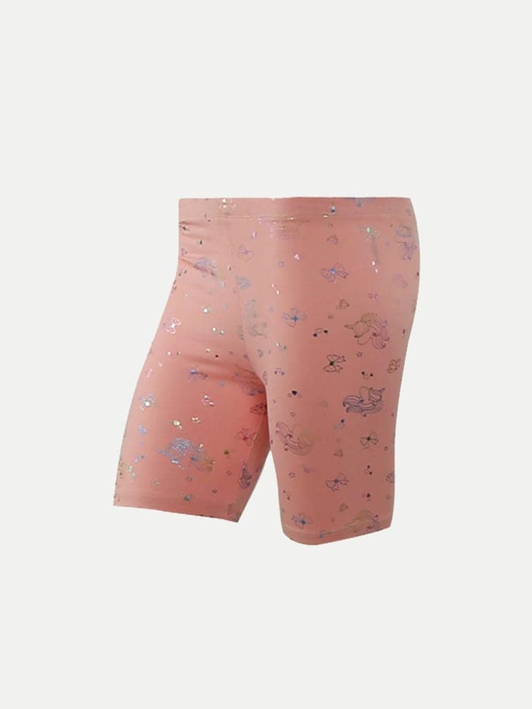 Girls Light Pink All-over Printed Lounge Shorts view 2