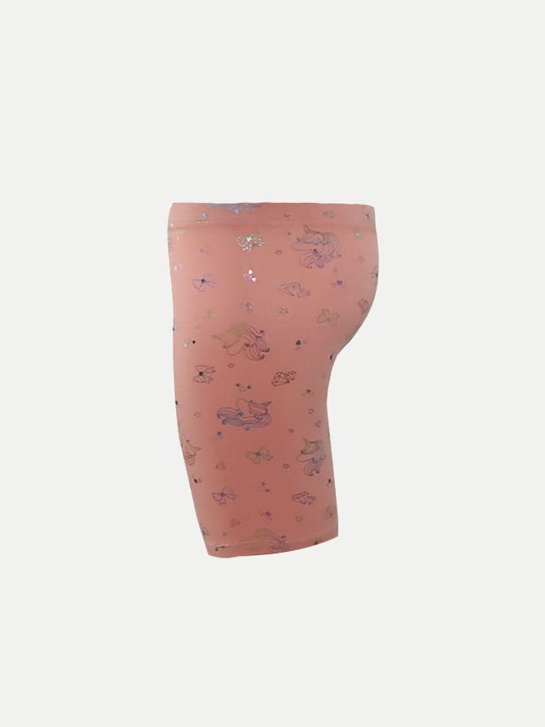 Girls Light Pink All-over Printed Lounge Shorts view 3