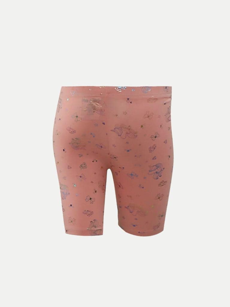Girls Light Pink All-over Printed Lounge Shorts view 4