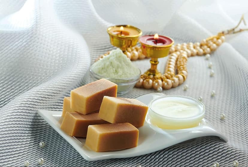 Ghasitaram's Raksha Bandhan Mysore Pak Sweet with Rakhi, Roli Chawal and Greeting Card, Plant Based, 200g, 4 Count view 2