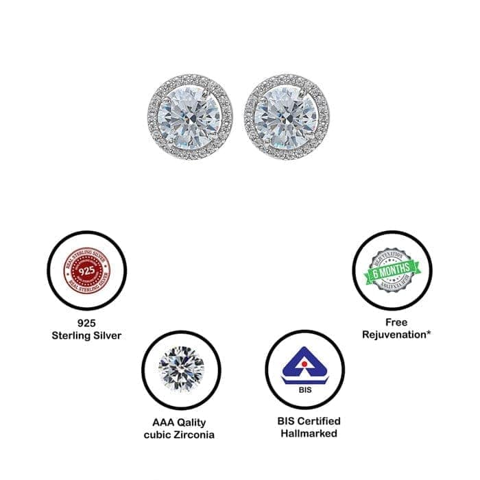Silver Classic Kiara 6mm Round Studs view 7