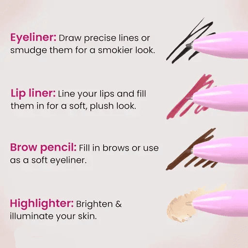 4-in-1 Multifunction Makeup Pen: Eyeliner, Lip Liner, Eyeshadow, Highlighter view 3