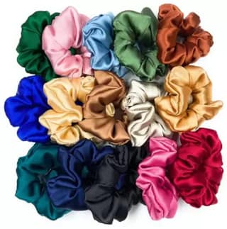 Elecsera Combo of 6 Solid Colored Satin Hair Elastic Scrunchies Rubber Band Pack of 6 (Multicolor)
