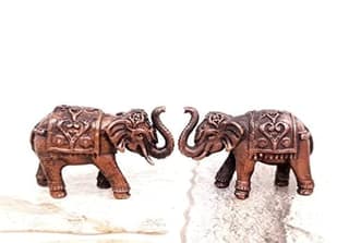 Searchers Paradise - Copper Idols Paired Elephant Idol , 1.1 inches, Copper Handmade 125 Grams, Patina Antique Finish, Pack of 1 Piece