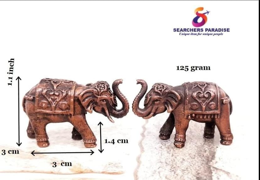 Searchers Paradise - Copper Idols Paired Elephant Idol , 1.1 inches, Copper Handmade 125 Grams, Patina Antique Finish, Pack of 1 Piece view 2