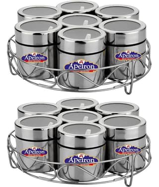 APEIRON - Silver Steel Spice Container ( Pack of 2 )